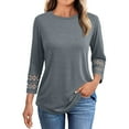 thumbnail image 1 of BLVB 3/4 Length Sleeve Womens Tops Dressy Casual Tunic Blouses for Women Trendy Crewneck T Shirts Summer Clothes, 1 of 7
