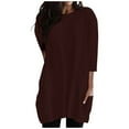 thumbnail image 1 of BLVB 3/4 Sleeve Shirts for Women Crewneck Casual Loose Going out Tunic Tops to Wear with Leggings with Pockets, 1 of 3