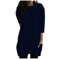 thumbnail image 1 of BLVB 3/4 Sleeve Shirts for Women Crewneck Casual Loose Going out Tunic Tops to Wear with Leggings with Pockets, 1 of 3