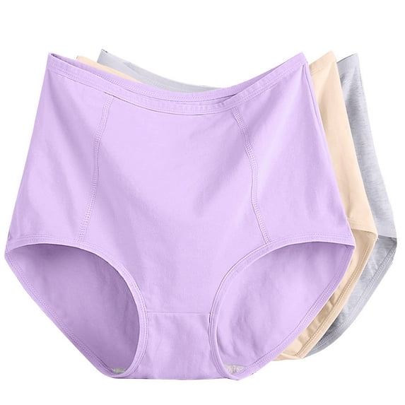 BLVB 3 Pack High Waisted Underwear for Women Solid Color Soft Cotton Panties Stretchy Comfy Ladies Briefs Plus Size