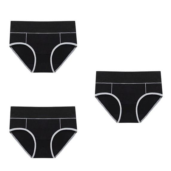 BLVB 3 Pack Womens Plus Size Cotton Panties Ladies Girls Mid Waisted Color Block Briefs Stretch Breathable Underwear