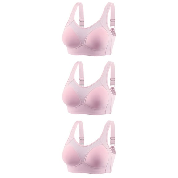BLVB 3PCS Bras for Women Wireless Push up Bra Soft Support Seamless Comfortable Full-Coverage Wire Free Bralette Pink