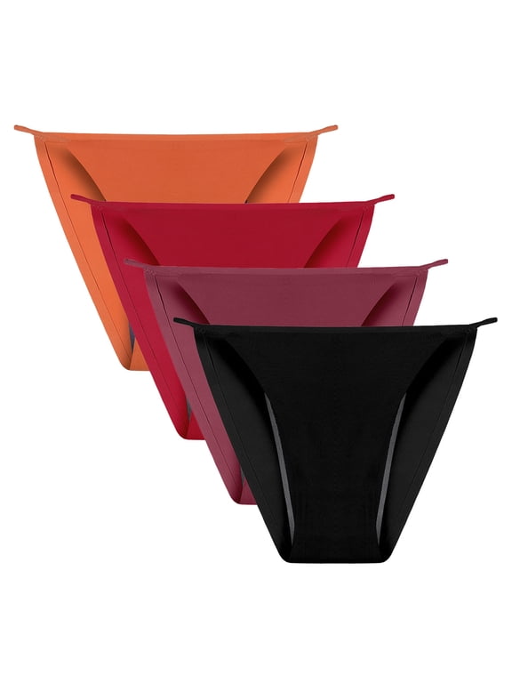 4 Pack Underwear for Women String Bikini Panties Low Rise Underwear Stretch Ladies Briefs S-XXL