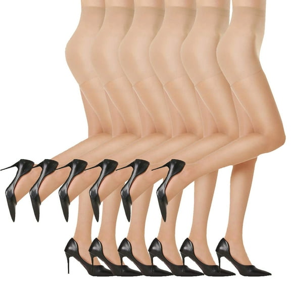 BLVB 6 Pairs Women's Opaque Tights Ultra Thin High Waist Pantyhose Thigh High Stockings for Ladies