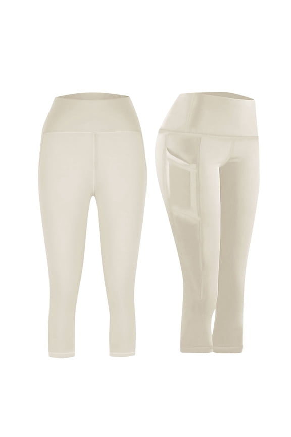 Capri Leggings for Women with Pockets High Waisted Yoga Pants Stretch Workout Gym Capris Cropped Trousers