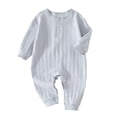 thumbnail image 1 of BLVB Baby Boys Girls One-Piece Romper Long Sleeve Jumpsuit Cotton Newborn Pajamas Clothes Set(Blue,9-12 Months), 1 of 6