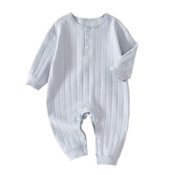 BLVB Baby Boys Girls One-Piece Romper Long Sleeve Jumpsuit Cotton Newborn Pajamas Clothes Set(Blue,9-12 Months)