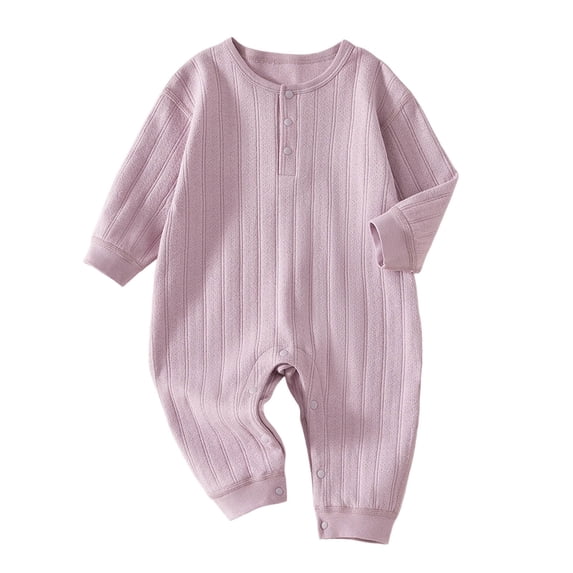 BLVB Baby Boys Girls One-Piece Romper Long Sleeve Jumpsuit Cotton Newborn Pajamas Clothes Set(Purple,9-12 Months)