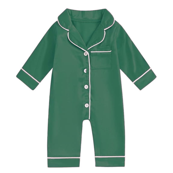 BLVB Baby Girl Boy One-Piece Romper Sleepwear Clothes Outfits Long Sleeve Button down Jumpsuit Onesie Pjs(Green,1-3 Months)