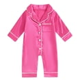 thumbnail image 1 of BLVB Baby Girl Boy One-Piece Romper Sleepwear Clothes Outfits Long Sleeve Button down Jumpsuit Onesie Pjs(Hot Pink,12-18 Months), 1 of 2