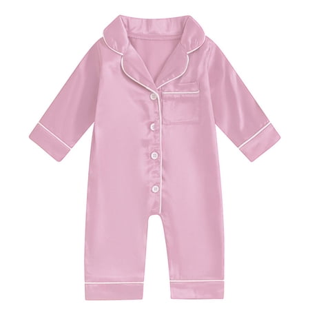 BLVB Baby Girl Boy One-Piece Romper Sleepwear Clothes Outfits Long Sleeve Button down Jumpsuit Onesie Pjs(Pink,9-12 Months)