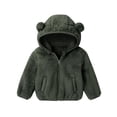 thumbnail image 1 of BLVB Baby Toddler Boys Girls Sherpa Fleece Jacket Fall Winter Warm Clothes Hooded Coat Outerwear 6M-5T(Army Green,12-18 Months), 1 of 6