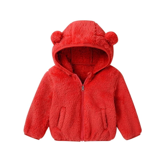 BLVB Baby Toddler Boys Girls Sherpa Fleece Jacket Fall Winter Warm Clothes Hooded Coat Outerwear 6M-5T(Red,4-5 Years)