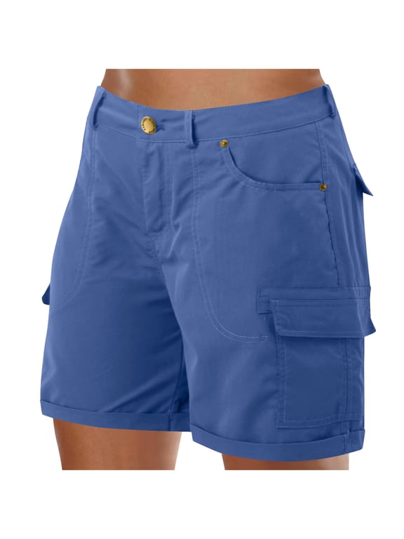 Bermuda Cargo Shorts for Women with Pockets High Waist Long Dressy Shorts Outdoor Summer Short Pants