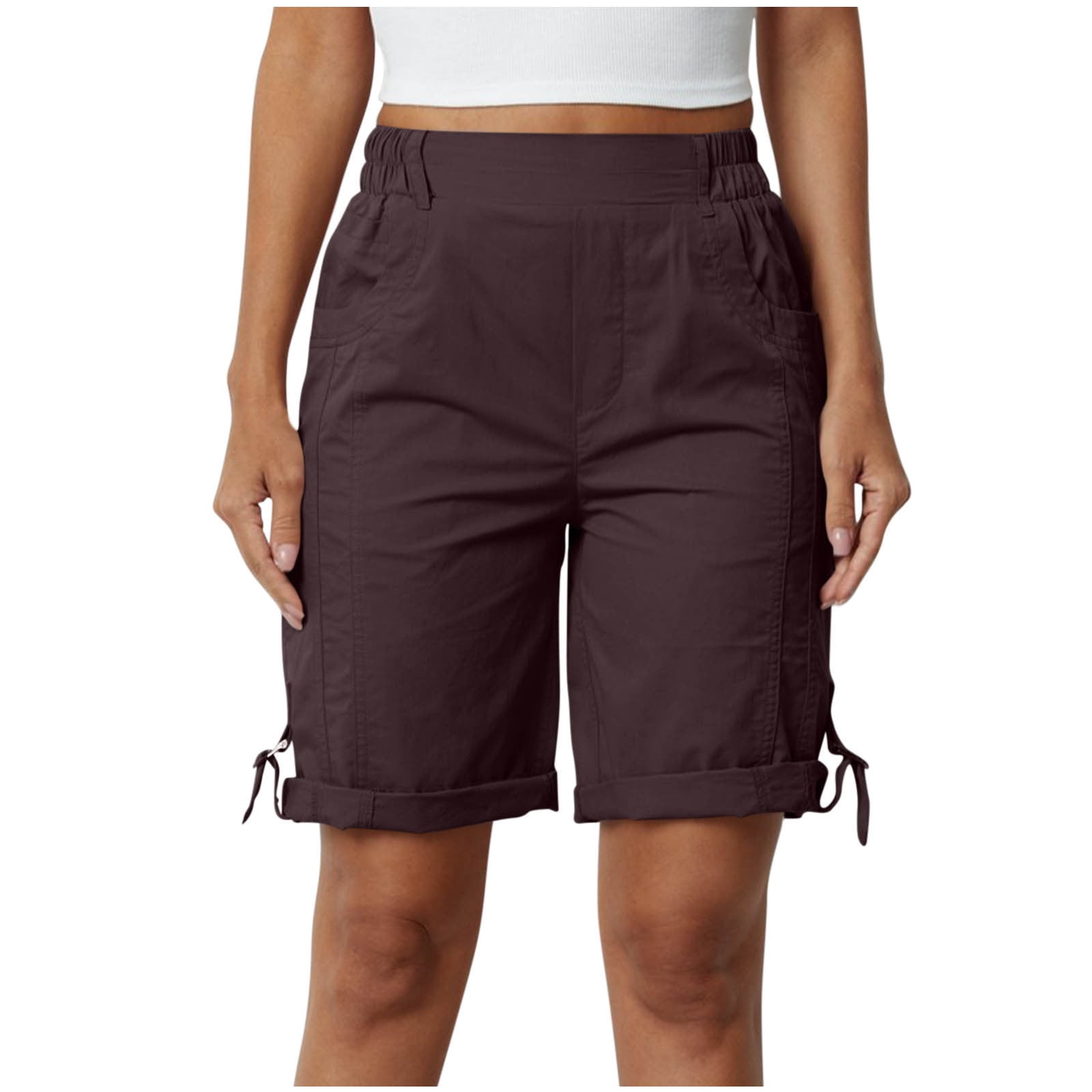 Xudom Women's Casual Cotton Cargo Shorts – Bermuda Style With Lots Of Pockets
