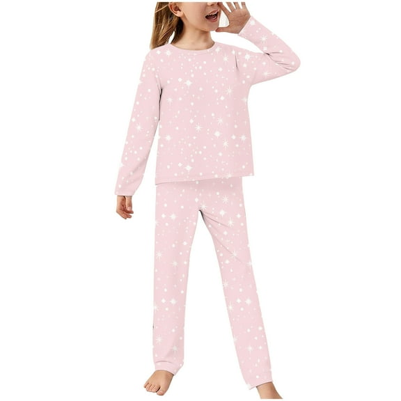 BLVB Big Girls Cute Pajama Sets Long Sleeve Tops and Pant Teens Sleepwear 2 Piece Pjs Clothes 2-14Years