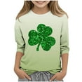thumbnail image 1 of BLVB Boy Girl St Patricks Day T-Shirts Toddler Shamrock Clover Green 3/4 Sleeve Crewneck Tee Tops for Kids 3-13 Years, 1 of 4