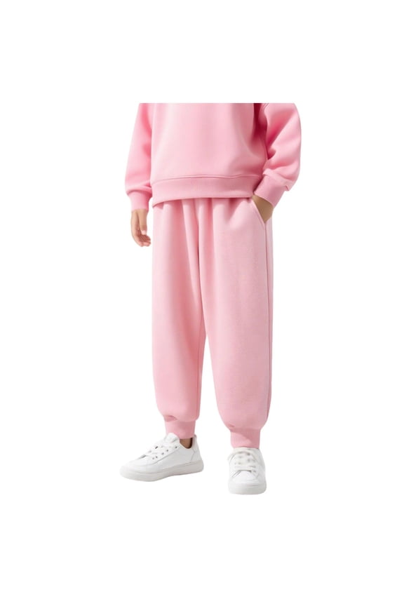 Boys Girls Fleece Pants Sherpa Lined Sweatpants Athletic Joggers Winter Warm Cotton Unisex Kids Active Pull-On Pants with Pockets