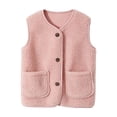thumbnail image 1 of BLVB Boys Girls Fuzzy Fleece Vest Sherpa Warm Winter Sleeveless Button down Kids Jackets Coats with Pockets(Pink,6-7 Years), 1 of 5