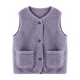 thumbnail image 1 of BLVB Boys Girls Fuzzy Fleece Vest Sherpa Warm Winter Sleeveless Button down Kids Jackets Coats with Pockets(Purple,3-4 Years), 1 of 5
