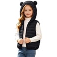 thumbnail image 1 of BLVB Boys Girls Hooded Puffer Vest Winter Lightweight Sleeveless Cute Ears Zipper up Jacket Waistcoat for Kids(Black,10-11 Years), 1 of 9