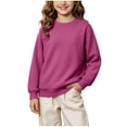 thumbnail image 1 of BLVB Boys Girls Knit Sweater Long Sleeve Crewneck Solid Color Soft Loose Pullover for Teen Kids Cozy Casual Fall Winter Jumper Top(Hot Pink,5-6 Years), 1 of 7