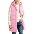 thumbnail image 1 of BLVB Boys Girls Long Hooded Puffer Vest Winter Warm Zip up Padded Coat Teen Kids Thick Jacket with Pockets(Pink,12-13 Years), 1 of 9