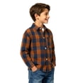 thumbnail image 1 of BLVB Boys Girls Plaid Button down Shirts Toddler Kids Long Sleeve Casual Western Shirts with Chest Pocket 2-15 Years(Brown,2-3Years), 1 of 7
