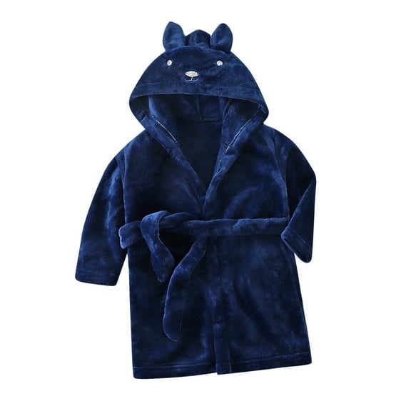 BLVB Boys Girls Robes Toddler Hooded Sleepwear Soft Fleece Bathrobes Cute Housecoat Dressing Gowns for Children