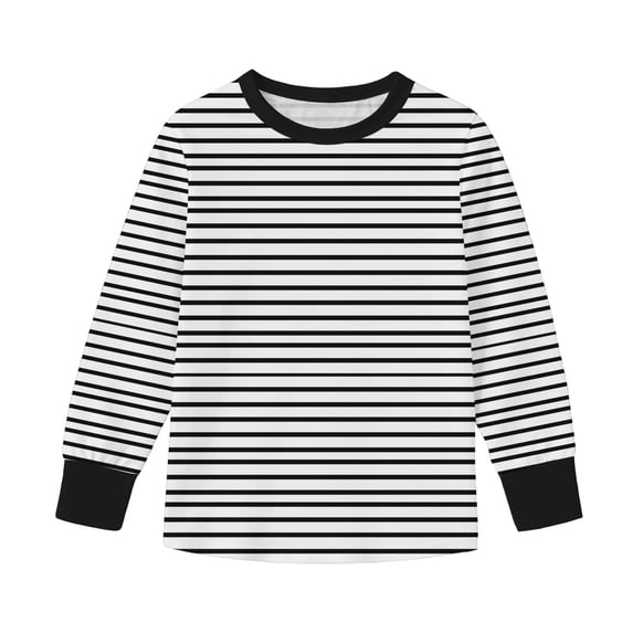 BLVB Boys Girls Striped Long Sleeve Shirts Casual Crewneck Kids Tshirts Basic Tee Tops Spring Fall Outfits(Black,7-8 Years)