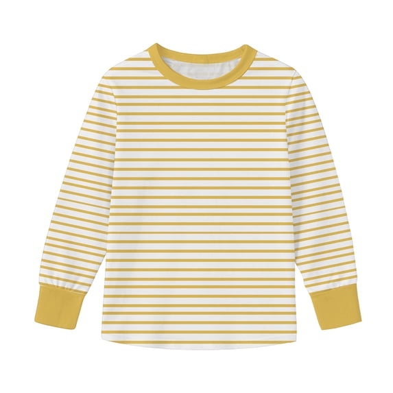 BLVB Boys Girls Striped Long Sleeve Shirts Casual Crewneck Kids Tshirts Basic Tee Tops Spring Fall Outfits(Yellow,15-16 Years)