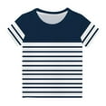 thumbnail image 1 of BLVB Boys Girls Summer Striped Shirts Short Sleeve Crewneck T Shirts Casual Tee Tops Kids Summer Fashion Outfits, 1 of 5