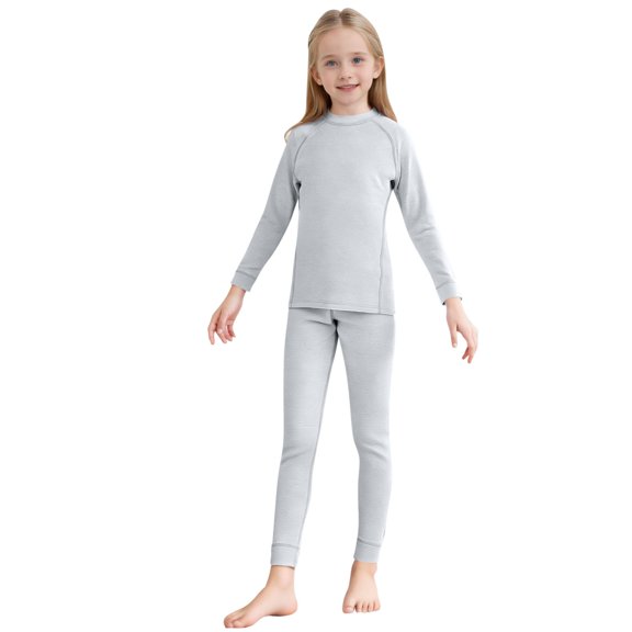 BLVB Boys Girls Thermal Underwear Soft Thermal Top and Bottom Base Layer for Toddler Kids Fall Winter Clothes