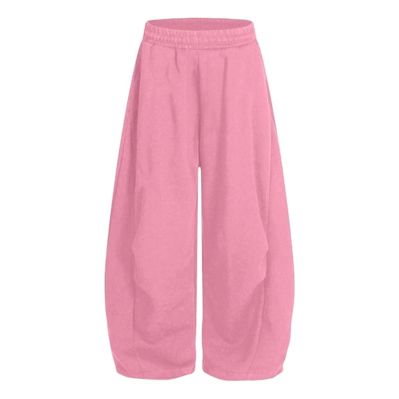 BLVB Boys Girls Wide Leg Sweatpants High Waisted Baggy Jogger Pants Casual Streetwear Teen Kids Fall Clothes(Pink,9-10Years)