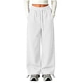 thumbnail image 1 of BLVB Boys Girls Wide Leg Sweatpants with Pockets Drawstring Elastic Waist Baggy Joggers Fall Winter Outfits(White,14-15Years), 1 of 7