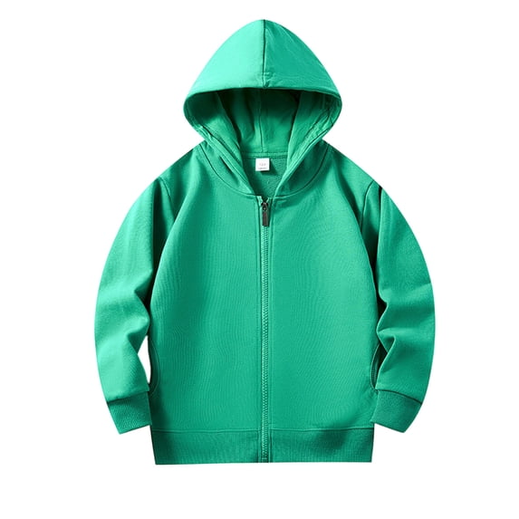 BLVB Boys Girls Zip up Hoodies Teen Full-Zip Sweatshirts Jacket Casual Fall Fashion Outerwear with Pockets(Green,7-8Years)