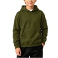 thumbnail image 1 of BLVB Boys Hoodies Casual Solid Color Pullover Long Sleeve Hooded Sweatshirt Kids Fall Clothes 4-15 Years(Army Green,8-9Years), 1 of 5