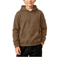 thumbnail image 1 of BLVB Boys Hoodies Casual Solid Color Pullover Long Sleeve Hooded Sweatshirt Kids Fall Clothes 4-15 Years(Coffee,8-9Years), 1 of 6