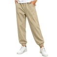 thumbnail image 1 of BLVB Boys School Uniform Pants Pull on Joggers Elastic Waist Loose Dress Pants with Pockets for Kids(Khaki,9-10 Years), 1 of 9