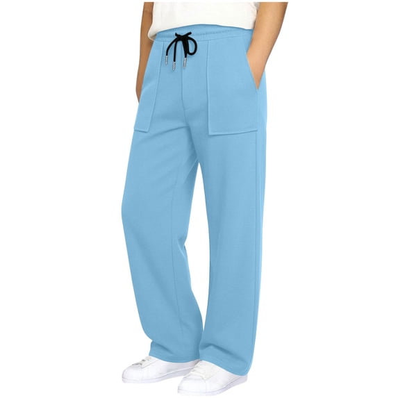 BLVB Boys Sweatpants Straight Leg Athletic Open Bottom Pants High Waisted Drawstring Lounge Joggers with Pockets