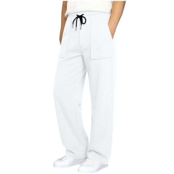 BLVB Boys Sweatpants Straight Leg Athletic Open Bottom Pants High Waisted Drawstring Lounge Joggers with Pockets