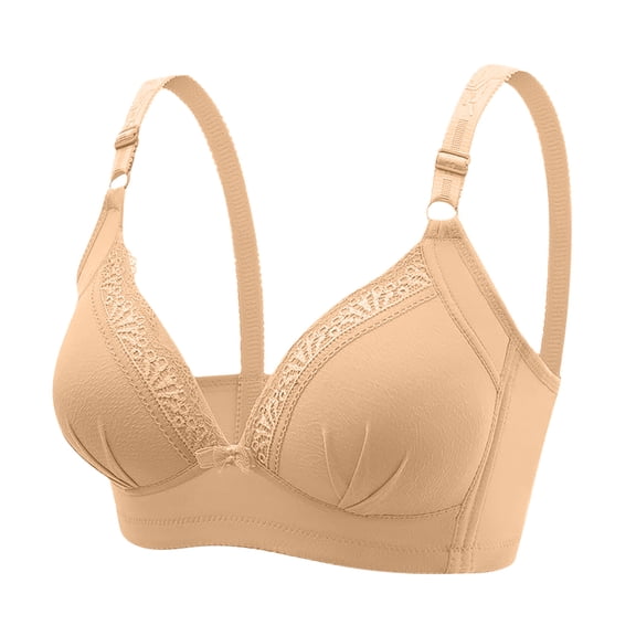 BLVB Bralettes for Women with Soft Support Wireless Comfort Everyday Sleep Bra Full Coverage Lift up Bra Beige