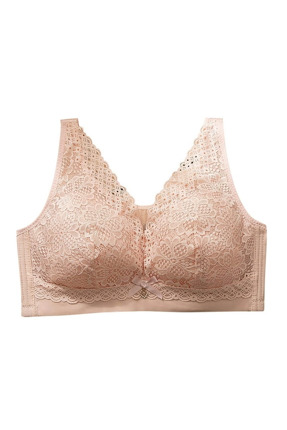 Bras for Women No Underwire Full Coverage Comfortable Bra Lightly Lined Lace Bralettes for Women Support Pink