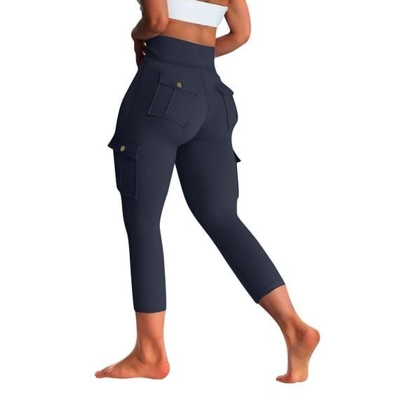 BLVB Butt Lifting Leggings with Flap Pockets Workout Cargo Leggings for Women High Waist Stretch Running Yoga Pants