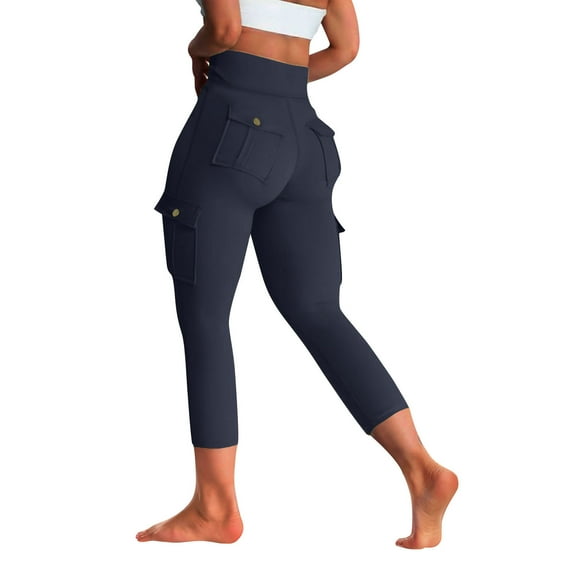 BLVB Butt Lifting Leggings with Flap Pockets Workout Cargo Leggings for Women High Waist Stretch Running Yoga Pants