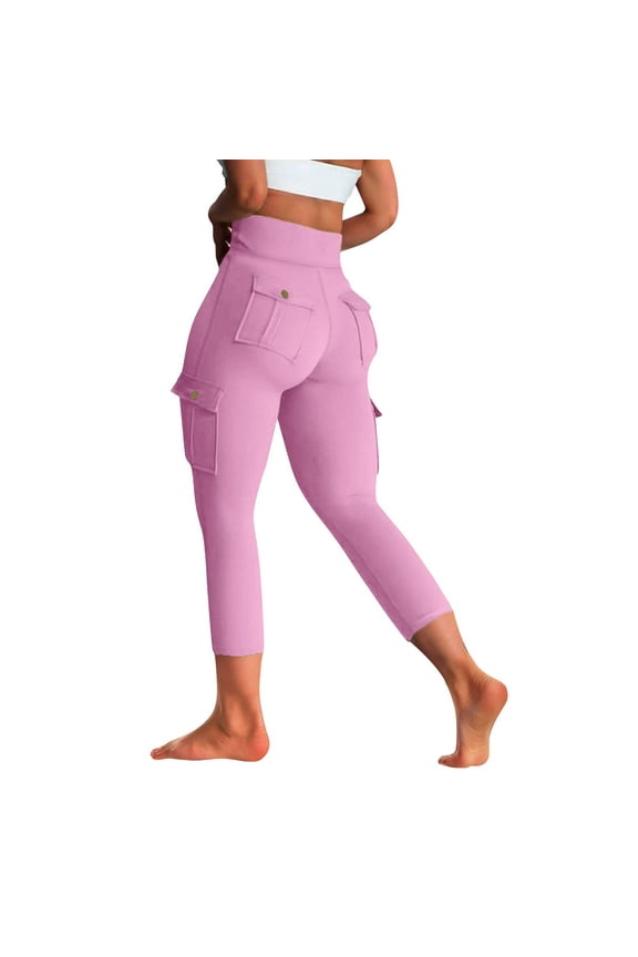 Butt Lifting Leggings with Flap Pockets Workout Cargo Leggings for Women High Waist Stretch Running Yoga Pants