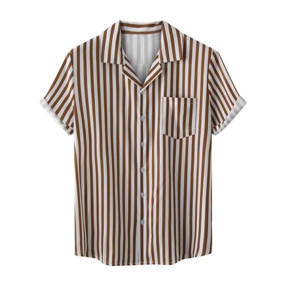 BLVB Button down Shirts for Men 2024 Stripe Lapel Short Sleeve Tops Casual Summer Beach Vacation Tees
