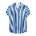thumbnail image 1 of BLVB Button down Shirts for Men Stripe Lapel Short Sleeve Tops Casual Summer Beach Vacation Tees, 1 of 9