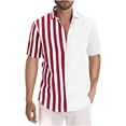 thumbnail image 1 of BLVB Button down Shirts for Men Stripe Patchwork Short Sleeve Tops Casual Summer Beach Vacation Tees, 1 of 5