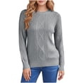 thumbnail image 1 of BLVB Cable Knit Sweaters for Women Cozy Pullover Knit Fall Outfits Long Sleeve Crewneck Cute Winter Clothing, 1 of 7